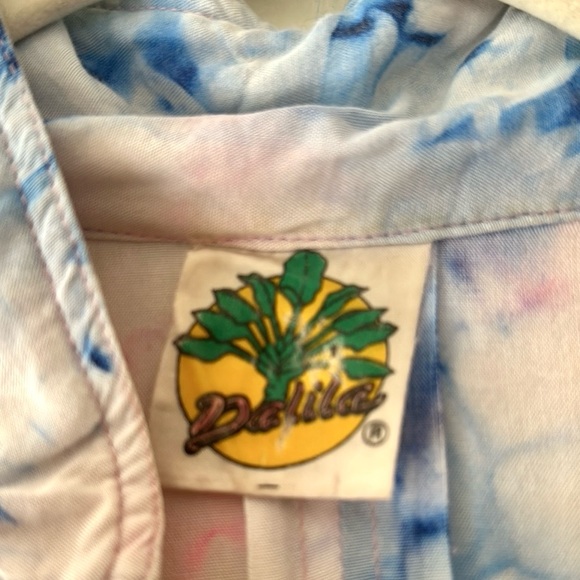 Vintage Oversized Pink & Blue Tie Dye Button Up Shirt - Picture 7 of 7